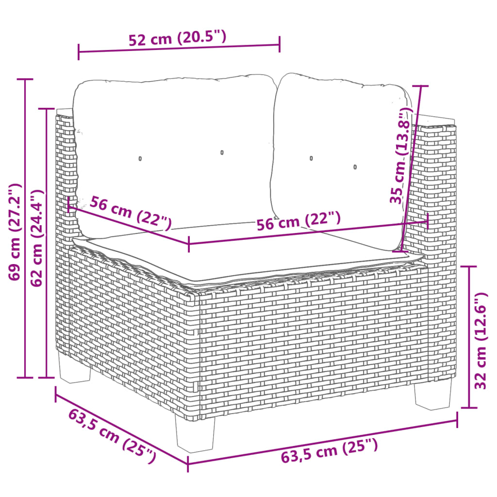 6-tlg. Garten-Sofagarnitur mit Kissen Schwarz Poly Rattan