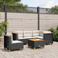 6-tlg. Garten-Sofagarnitur mit Kissen Schwarz Poly Rattan