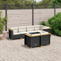 7-tlg. Garten-Sofagarnitur mit Kissen Schwarz Poly Rattan