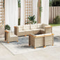 8-tlg. Garten-Sofagarnitur mit Kissen Beige Poly Rattan