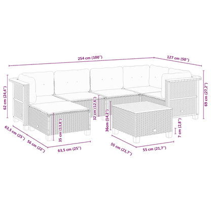 7-tlg. Garten-Sofagarnitur mit Kissen Beige Poly Rattan