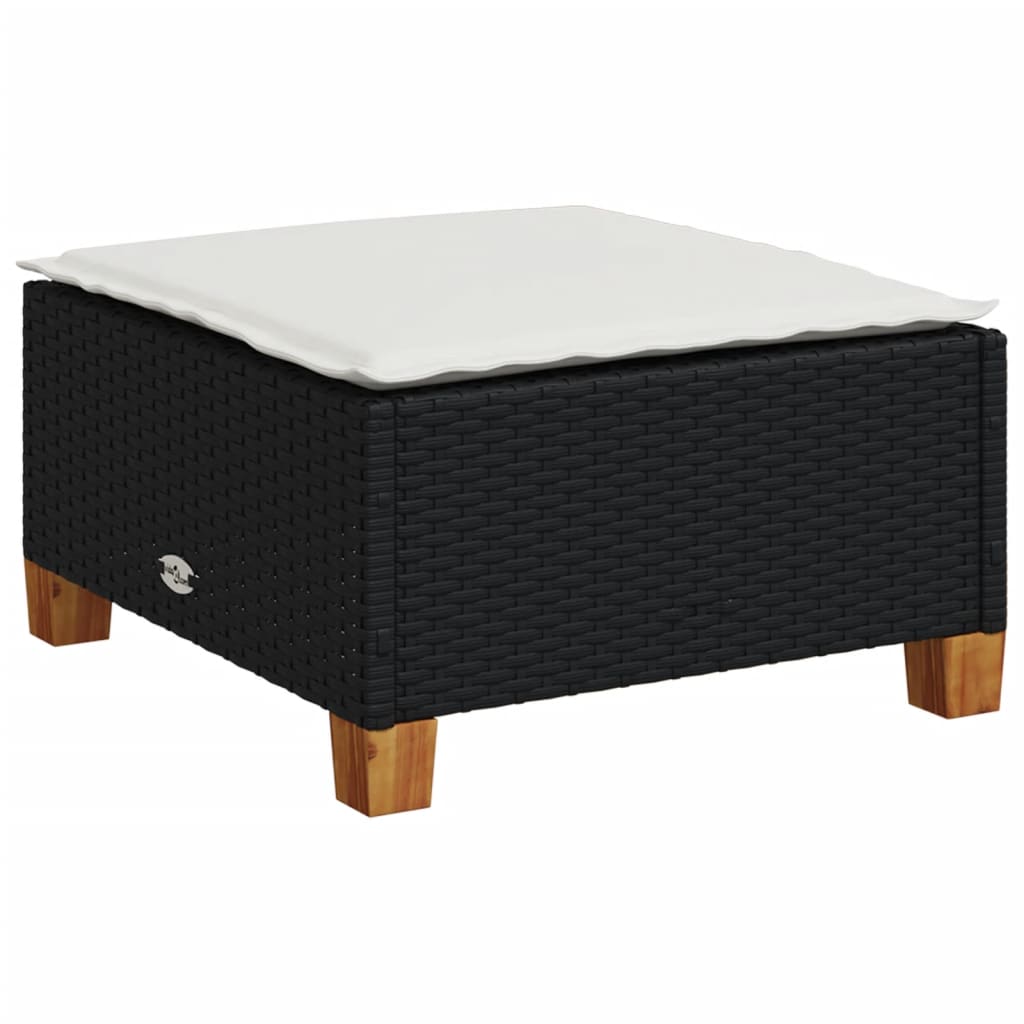 7-tlg. Garten-Sofagarnitur mit Kissen Schwarz Poly Rattan