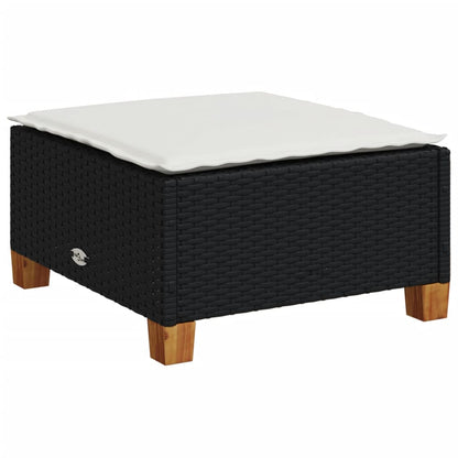 7-tlg. Garten-Sofagarnitur mit Kissen Schwarz Poly Rattan