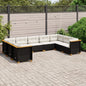 9-tlg. Garten-Sofagarnitur mit Kissen Schwarz Poly Rattan