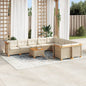 10-tlg. Garten-Sofagarnitur mit Kissen Beige Poly Rattan