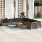 11-tlg. Garten-Sofagarnitur mit Kissen Grau Poly Rattan