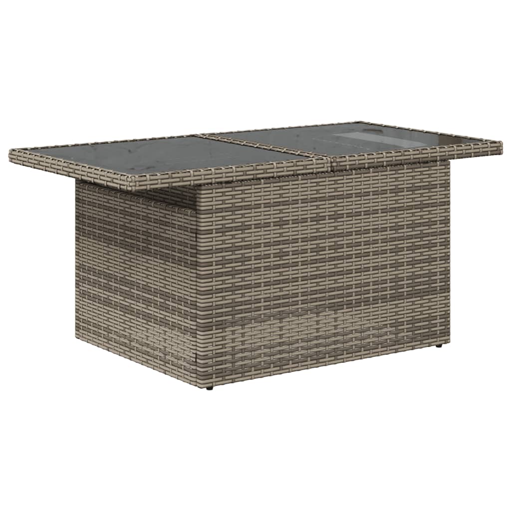 2-tlg. Garten-Sofagarnitur mit Kissen Grau Poly Rattan Glas