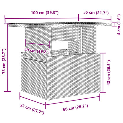 2-tlg. Garten-Sofagarnitur mit Kissen Grau Poly Rattan Glas