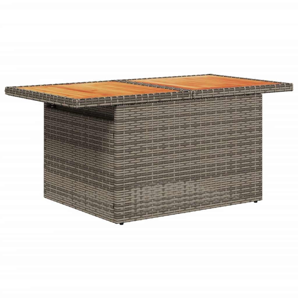 2-tlg. Garten-Sofagarnitur mit Kissen Grau Poly Rattan Akazie