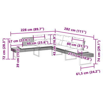 2-tlg. Garten-Sofagarnitur mit Kissen Grau Poly Rattan Akazie