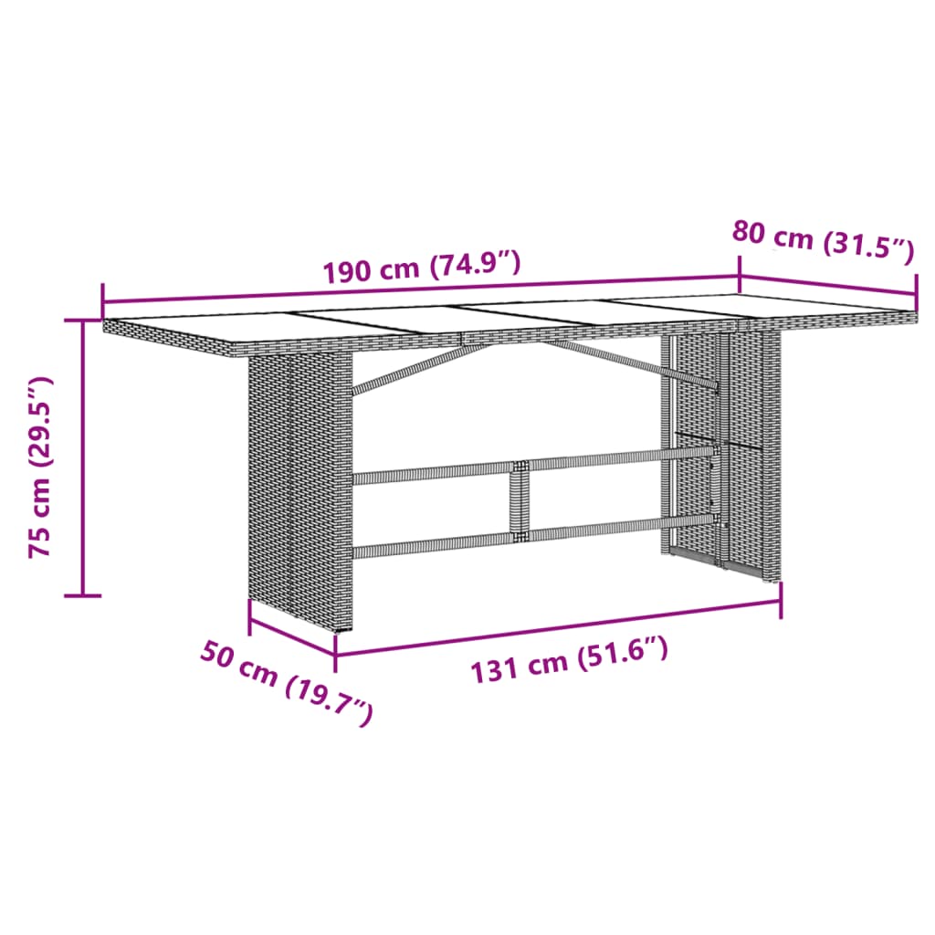 7-tlg. Garten-Essgruppe mit Kissen Braun Poly Rattan