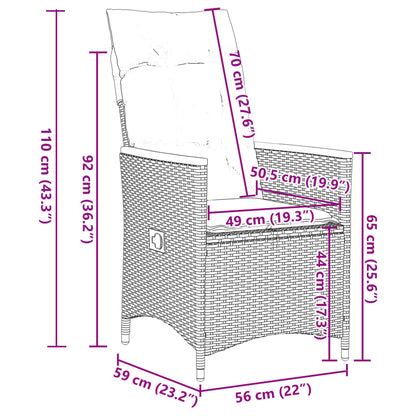 7-tlg. Garten-Essgruppe mit Kissen Schwarz Poly Rattan