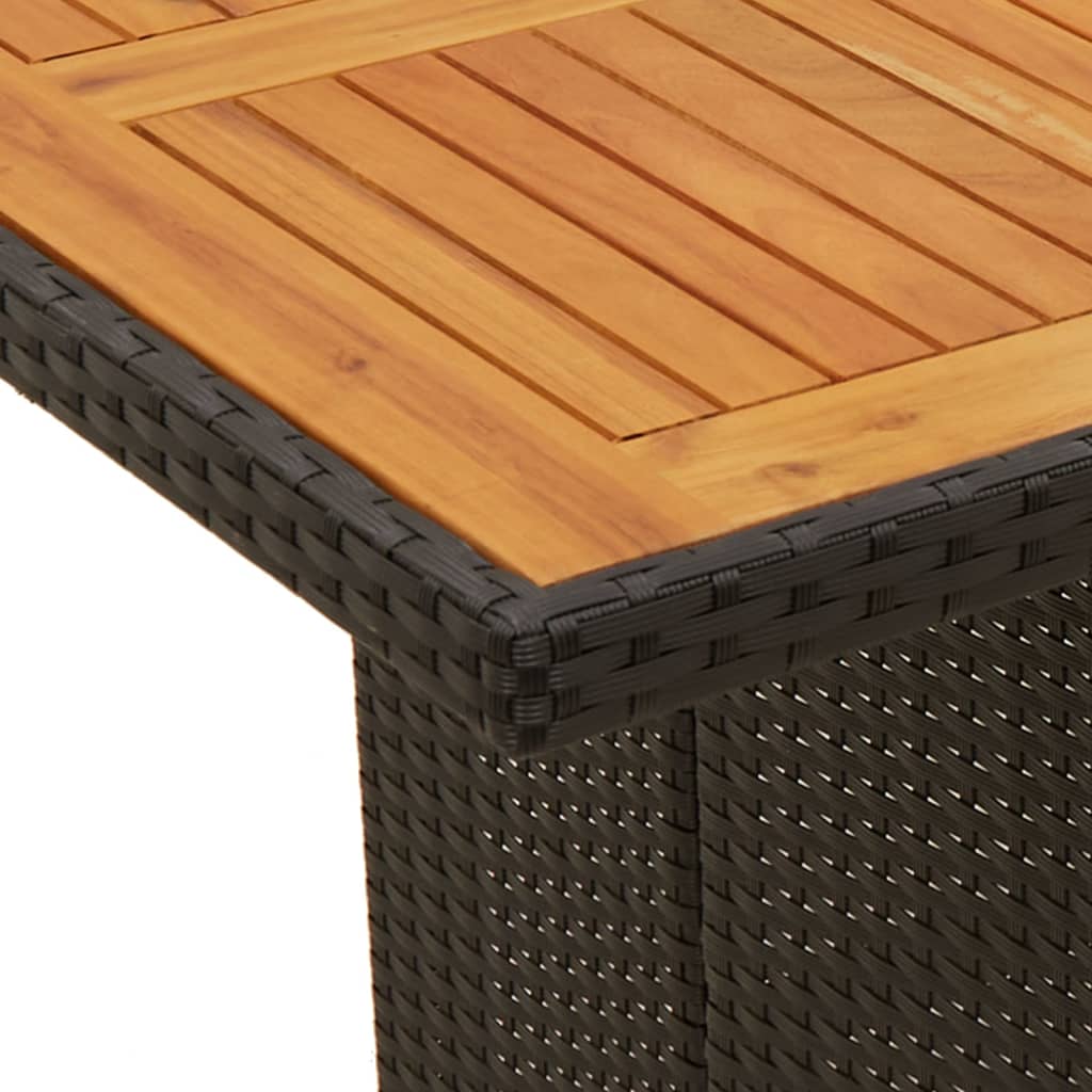 7-tlg. Garten-Essgruppe mit Kissen Schwarz Poly Rattan