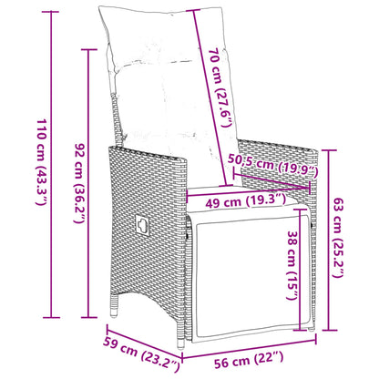 7-tlg. Garten-Essgruppe mit Kissen Schwarz Poly Rattan