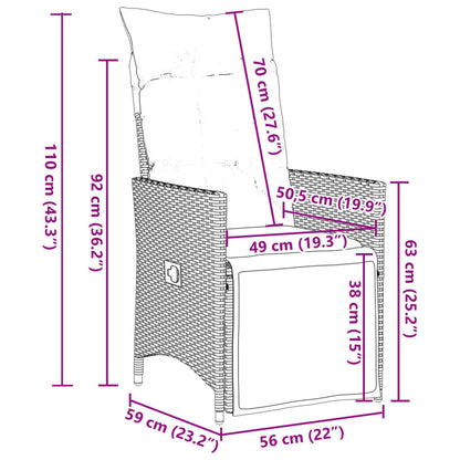 9-tlg. Garten-Bistro-Set mit Kissen Braun Poly Rattan