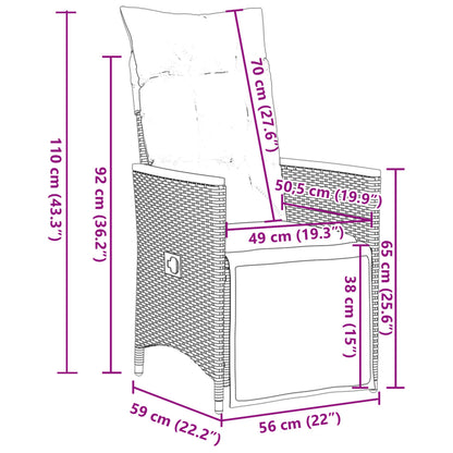 5-tlg. Garten-Bistro-Set mit Kissen Schwarz Poly Rattan