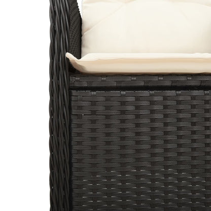 3-tlg. Garten-Bistro-Set mit Kissen Schwarz Poly Rattan