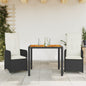 3-tlg. Garten-Bistro-Set mit Kissen Schwarz Poly Rattan