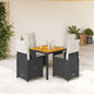 5-tlg. Garten-Bistro-Set mit Kissen Schwarz Poly Rattan