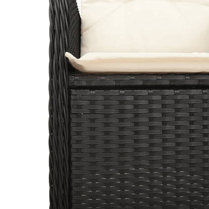 9-tlg. Garten-Bistro-Set mit Kissen Schwarz Poly Rattan