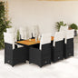 9-tlg. Garten-Bistro-Set mit Kissen Schwarz Poly Rattan