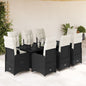 9-tlg. Garten-Bistro-Set mit Kissen Schwarz Poly Rattan