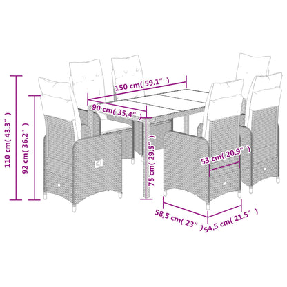 5-tlg. Garten-Bistro-Set mit Kissen Grau Poly Rattan