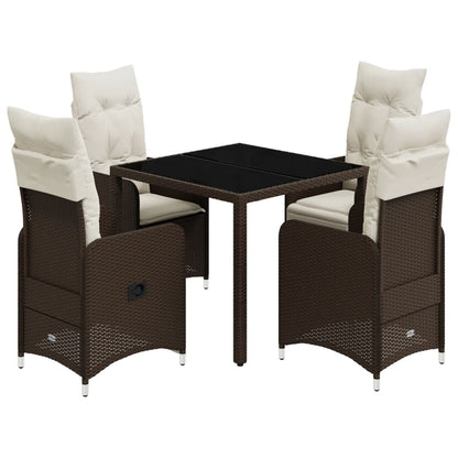 5-tlg. Garten-Bistro-Set mit Kissen Braun Poly Rattan