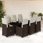 9-tlg. Garten-Bistro-Set mit Kissen Braun Poly Rattan