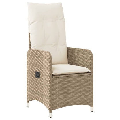 3-tlg. Garten-Bistro-Set mit Kissen Beige Poly Rattan