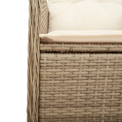 7-tlg. Garten-Bistro-Set mit Kissen Beige Poly Rattan