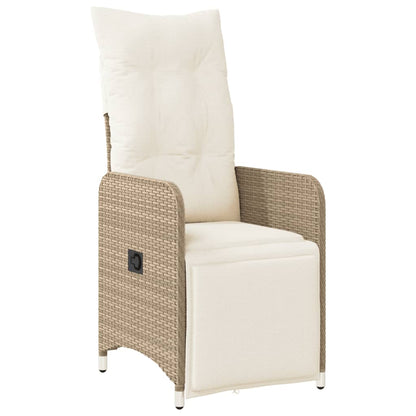 7-tlg. Garten-Bistro-Set mit Kissen Beige Poly Rattan