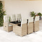 7-tlg. Garten-Bistro-Set mit Kissen Beige Poly Rattan