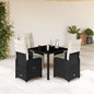 5-tlg. Garten-Bistro-Set mit Kissen Schwarz Poly Rattan