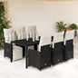 7-tlg. Garten-Bistro-Set mit Kissen Schwarz Poly Rattan