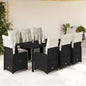 9-tlg. Garten-Bistro-Set mit Kissen Schwarz Poly Rattan