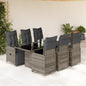 7-tlg. Garten-Bistro-Set mit Kissen Grau Poly Rattan