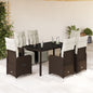 7-tlg. Garten-Bistro-Set mit Kissen Braun Poly Rattan