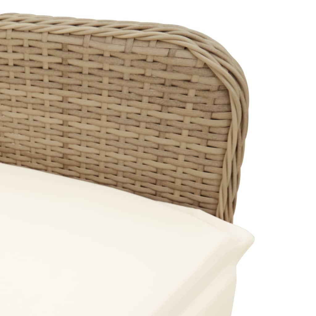 3-tlg. Garten-Bistro-Set mit Kissen Braun Poly Rattan