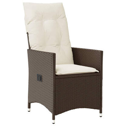 9-tlg. Garten-Bistro-Set mit Kissen Braun Poly Rattan