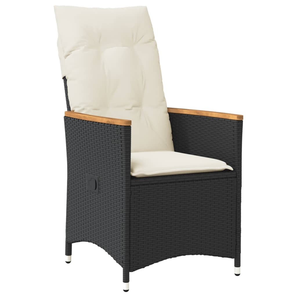 9-tlg. Garten-Bistro-Set mit Kissen Schwarz Poly Rattan