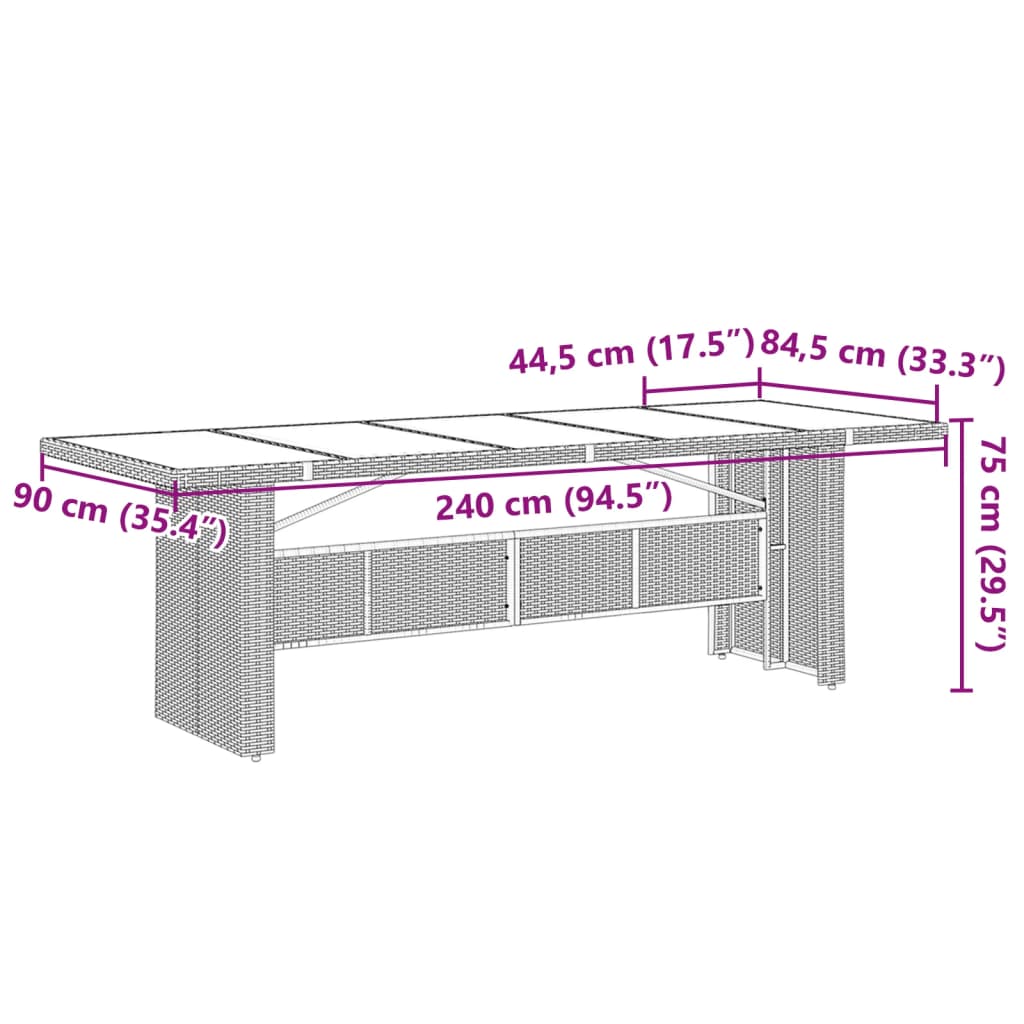 9-tlg. Garten-Bistro-Set mit Kissen Schwarz Poly Rattan