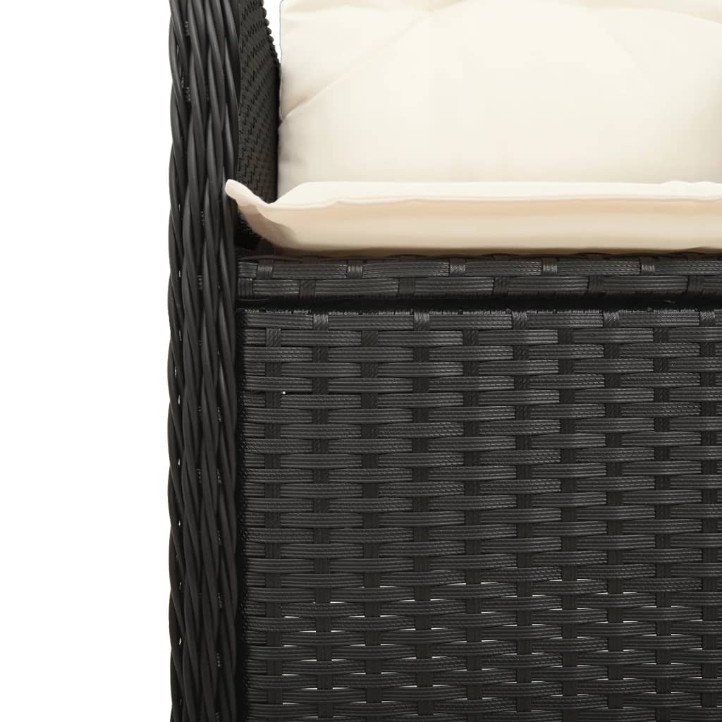 9-tlg. Garten-Bistro-Set mit Kissen Schwarz Poly Rattan