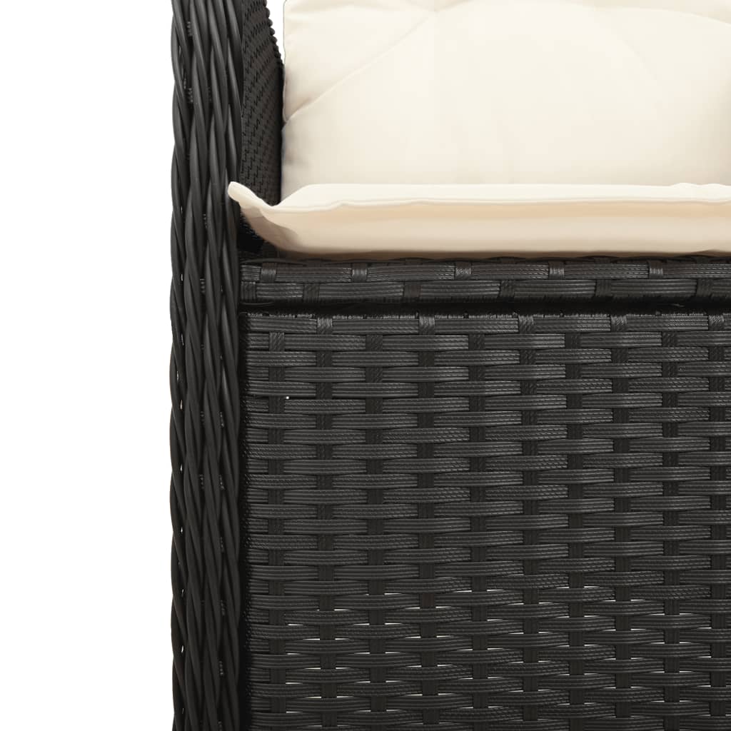 11-tlg. Garten-Bistro-Set mit Kissen Schwarz Poly Rattan