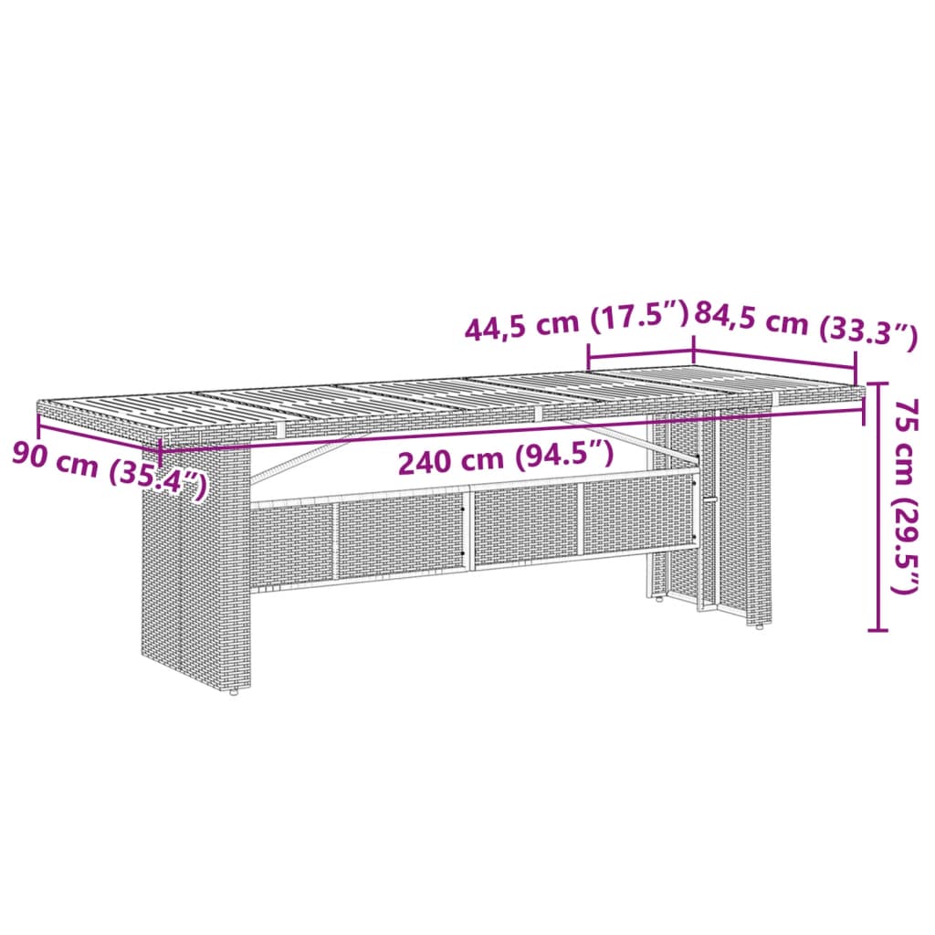 7-tlg. Garten-Essgruppe mit Kissen Grau Poly Rattan