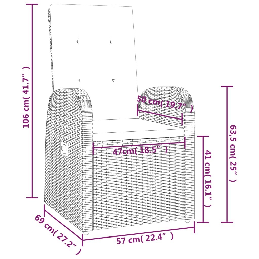 7-tlg. Garten-Essgruppe mit Kissen Grau Poly Rattan