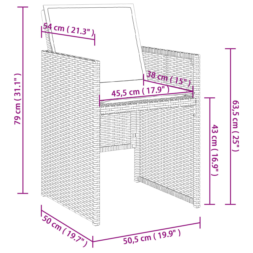 9-tlg. Garten-Essgruppe mit Kissen Beige Poly Rattan