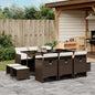 11-tlg. Garten-Essgruppe mit Kissen Braun Poly Rattan