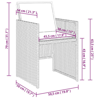 17-tlg. Garten-Essgruppe mit Kissen Braun Poly Rattan