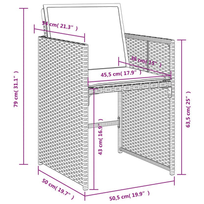 13-tlg. Garten-Essgruppe mit Kissen Hellgrau Poly Rattan